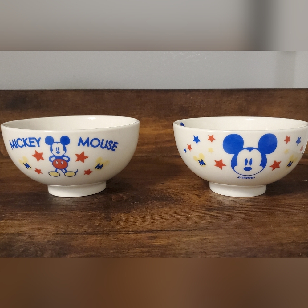 Vintage set of Disney Mickey Mouse Ceramic Bowls